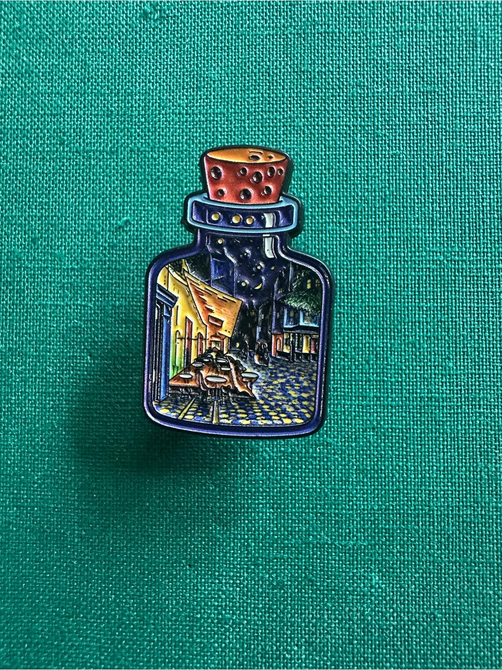 Café Terrace at Night Bottle Enamel Pin